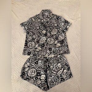 Silky Abstract Floral Pattern PJ Set